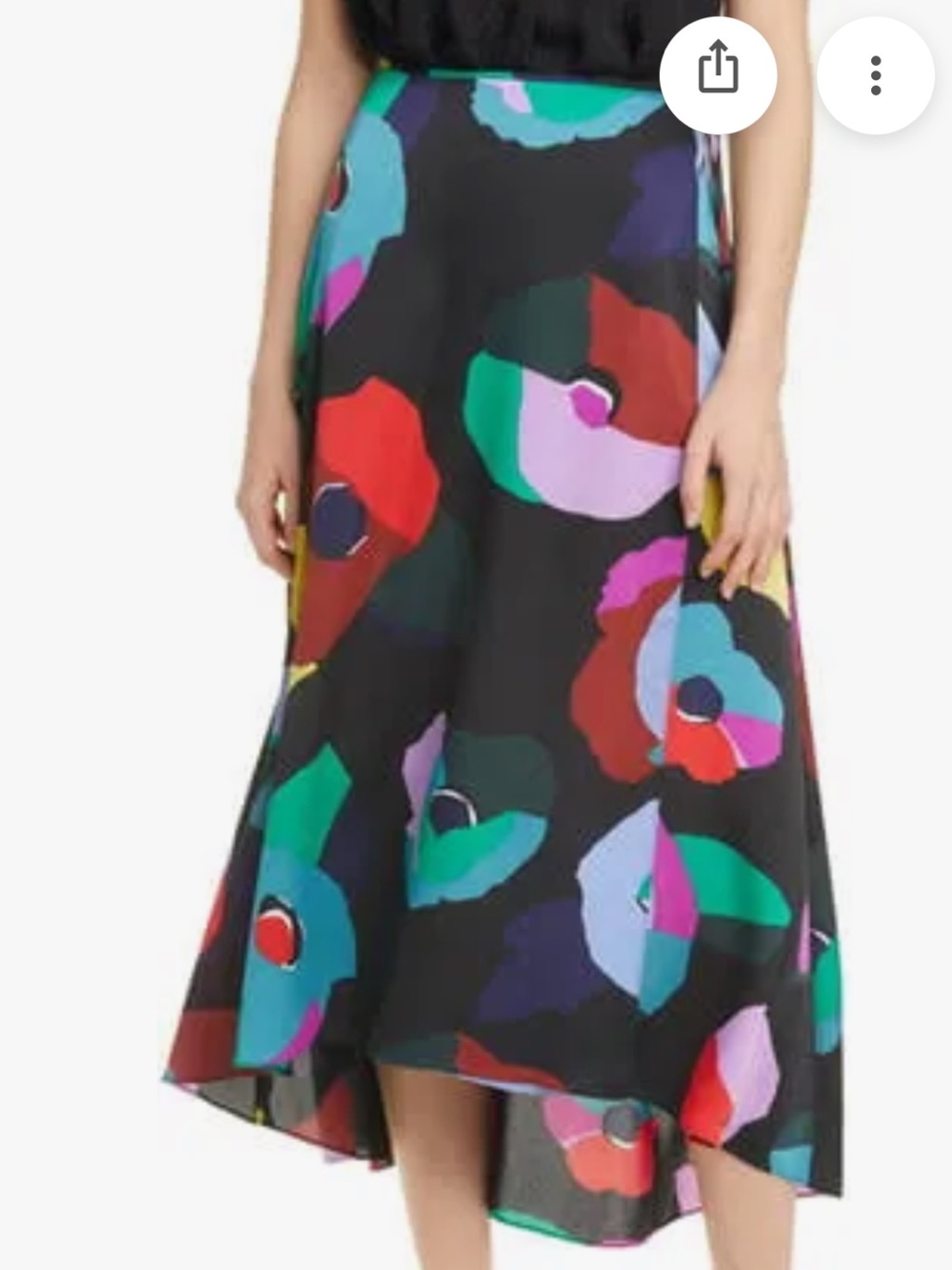 Kate spade collage Floral Print Asymmetric Midi Skirt in Black Multi NEW 0